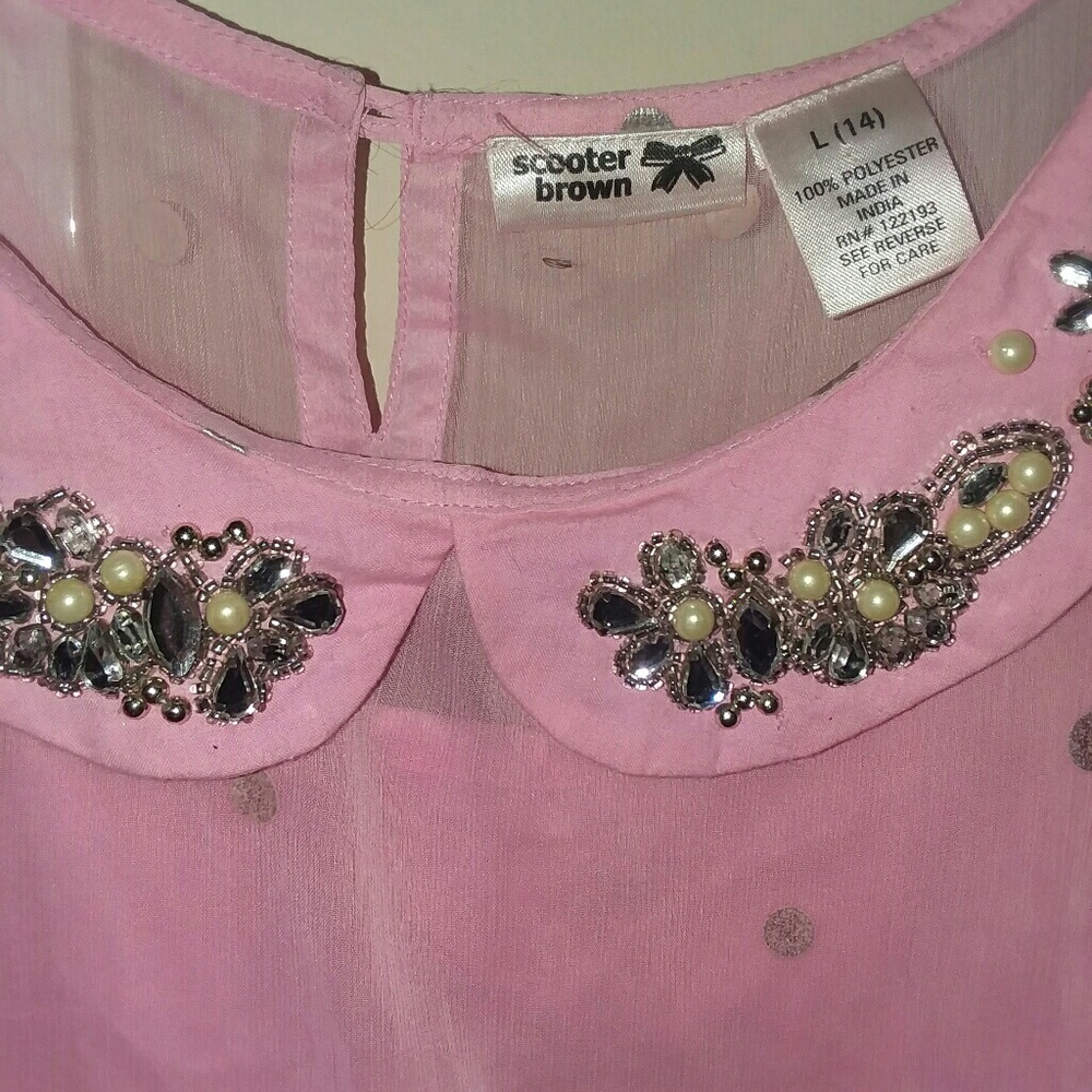 Scooter Brown girls pink sleeveless top w/tank top - Picture 2 of 4